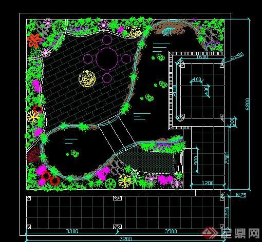 某住宅私家庭院花园绿化配置设计cad平面图